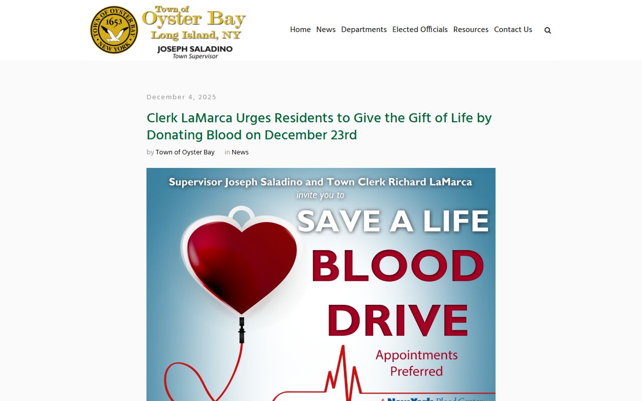 Oyster Bay Town Clerk office information for public records