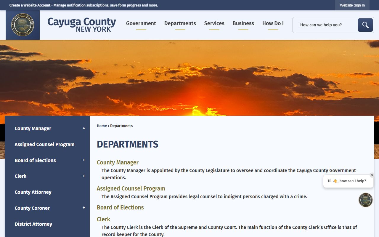 Cayuga County Clerk website for public records searches