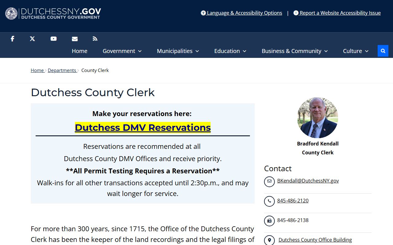 Dutchess County Clerk website for public records searches